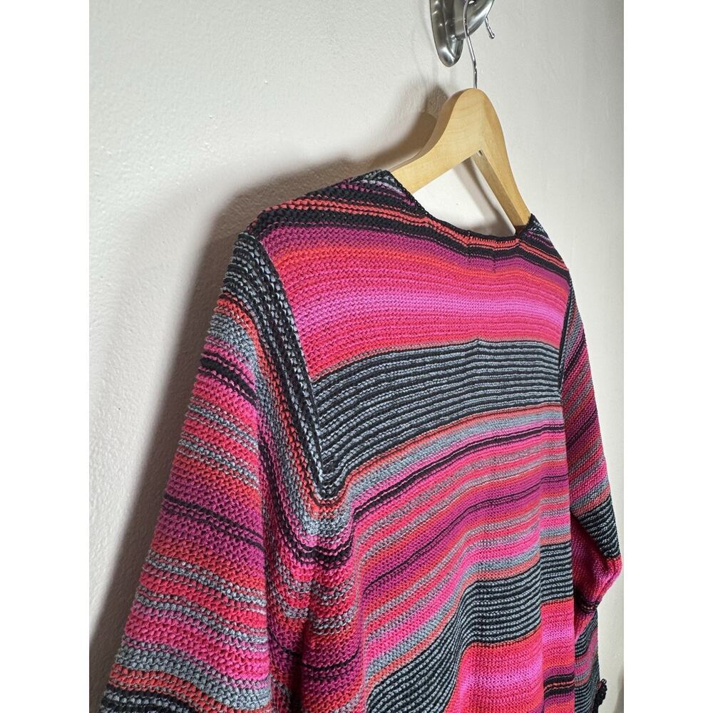 VTG Sigurd Olsen Womens Knit Sweater Fringe Striped Boho 90s Phoebe Artsy PL - Picture 9 of 11
